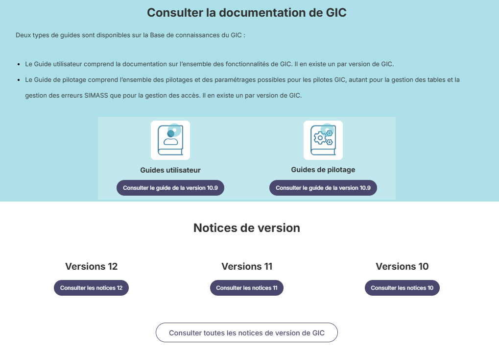 Image montrant la page d'accueil de la Base de connaissances avec les différents guides